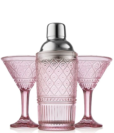 Godinger Claro Pink Martini and Shaker 3-Piece Set