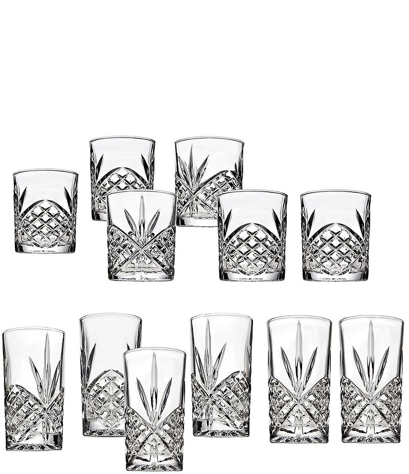 Godinger Dublin Crystal Double Old Fashion & Highball Glassware Set, 12-Piece