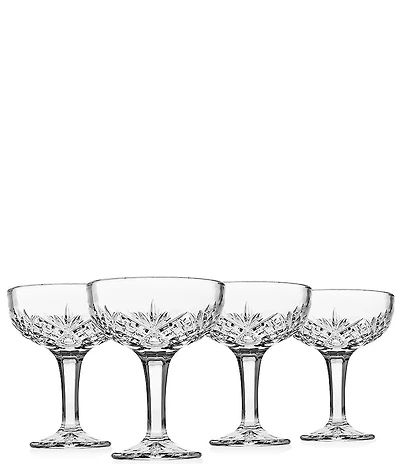 Godinger Dublin Crystal Champagne Coupe Glasses, Set of 4