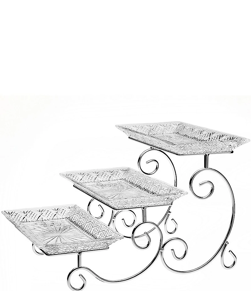 Godinger Dublin Crystal 3-Tier Rectangular Server