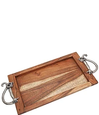 Godinger Monkey Handle Wood 15#double; Rectangular Tray