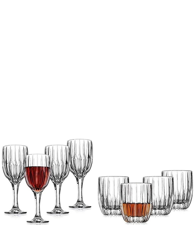 Godinger Pleated Goblet & Double Old Fashioned Glasses, Set of 8