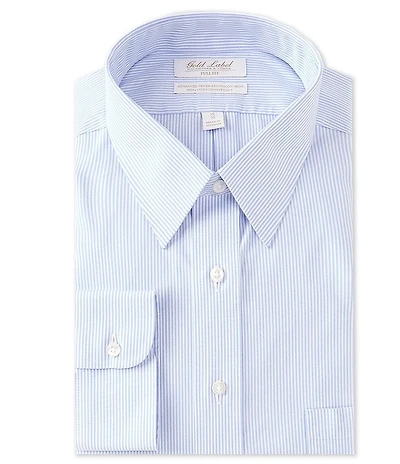 Gold Label Roundtree & Yorke Full-Fit Non-Iron Point-Collar Striped Dress Shirt