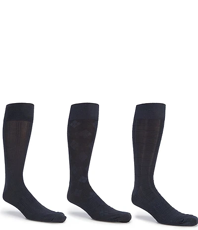 Gold Label Roundtree & Yorke Big & Tall Assorted Square-Canale-Argyle Crew Socks 3-Pack
