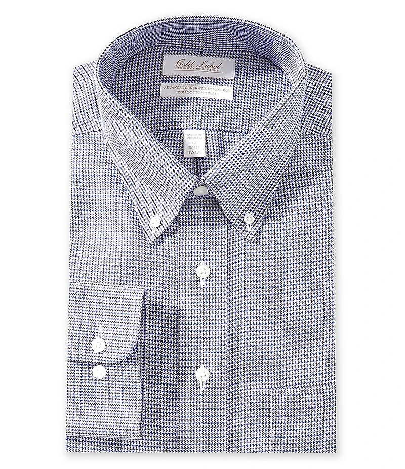 Gold Label Roundtree & Yorke Big & Tall Classic Fit Non-Iron Button-Down Collar Houndstooth Dress Shirt