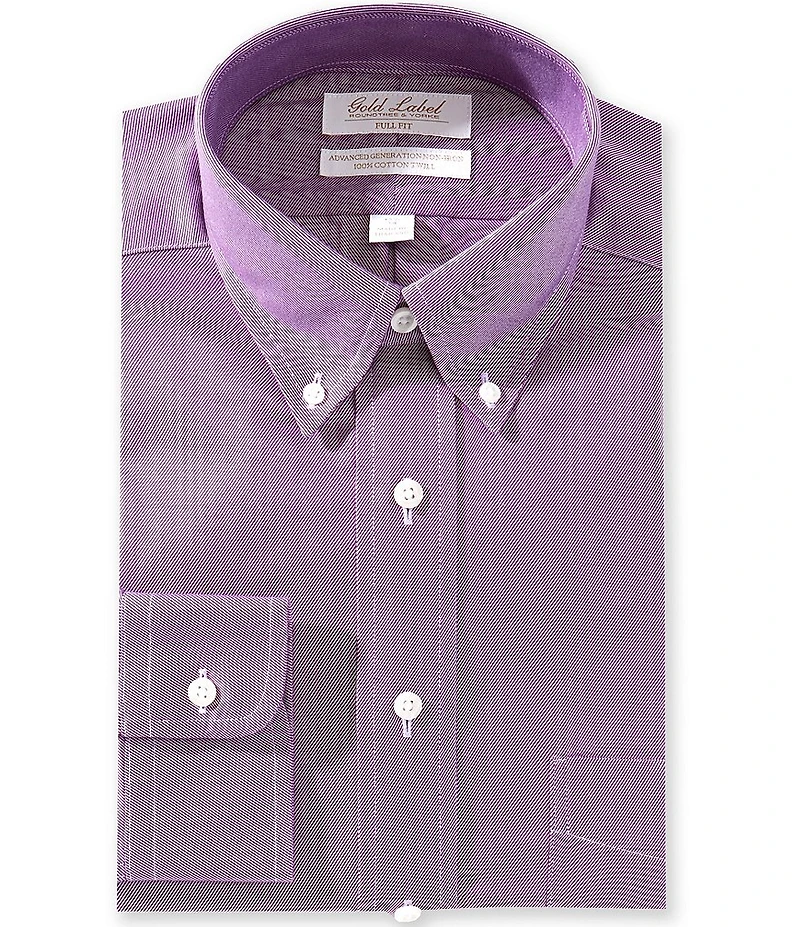 Gold Label Roundtree & Yorke Big & Tall Denton Full Fit Non-Iron Button Down Collar Solid Dress Shirt