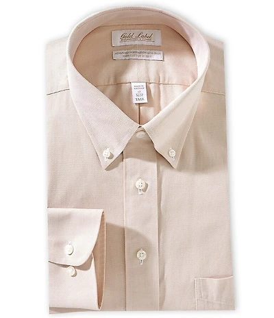 Gold Label Roundtree & Yorke Big & Tall Denton Slim Fit Non-Iron Button Down Collar Textured Dress Shirt