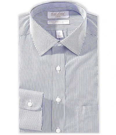 Gold Label Roundtree & Yorke Big & Tall Denton Slim Fit Non-Iron Spread Collar Striped Dress Shirt