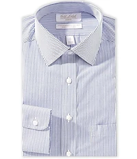 Gold Label Roundtree & Yorke Big & Tall Denton Slim Fit Non-Iron Spread Collar Striped Dress Shirt