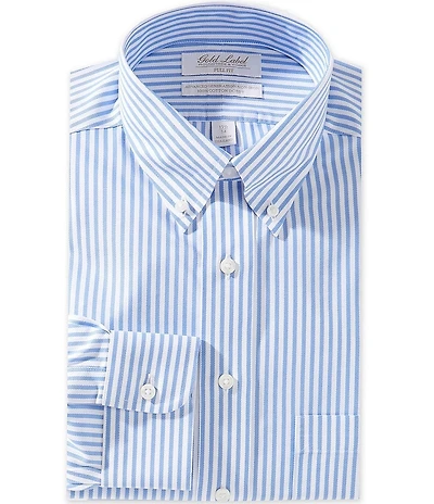 Gold Label Roundtree & Yorke Big & Tall Full-Fit Non-Iron Point Collar Dobby Stripe Dress Shirt