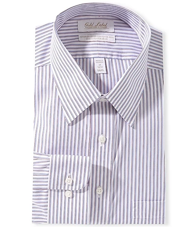 Gold Label Roundtree & Yorke Big & Tall Slim Fit Non-Iron Point Collar Striped Poplin Dress Shirt