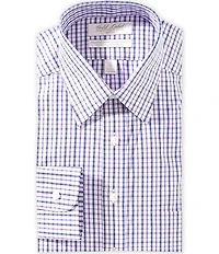 Gold Label Roundtree & Yorke Big & Tall Garrett Fitted Non-Iron Point Collar Checked Pinpoint Dress Shirt