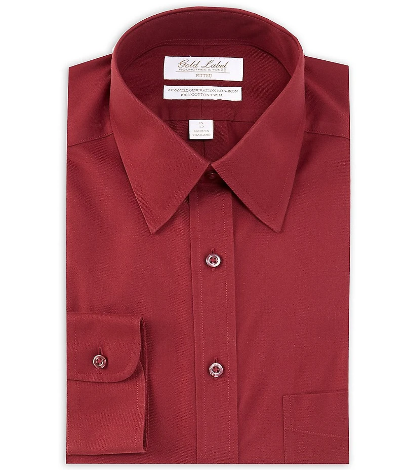 Gold Label Roundtree & Yorke Big & Tall Non-Iron Point Collar Solid Pinpoint Dress Shirt