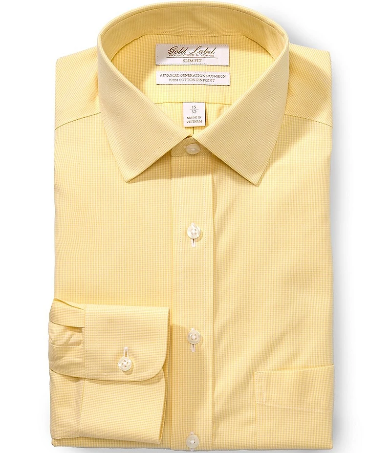 Gold Label Roundtree & Yorke Big & Tall Slim Fit Non Iron Spread Collar Houndstooth Dress Shirt