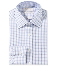 Gold Label Roundtree & Yorke Big & Tall Classic Fit Non-Iron Spread Collar Checked Poplin Dress Shirt