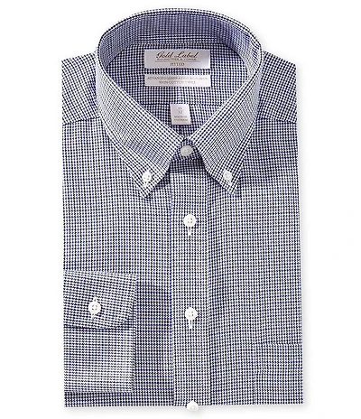 Gold Label Roundtree & Yorke Fitted Non-Iron Button-Down Collar Houndstooth Dress Shirt