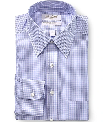 Gold Label Roundtree & Yorke Classic Fit Non Iron Point Collar Grid Print Dress Shirt