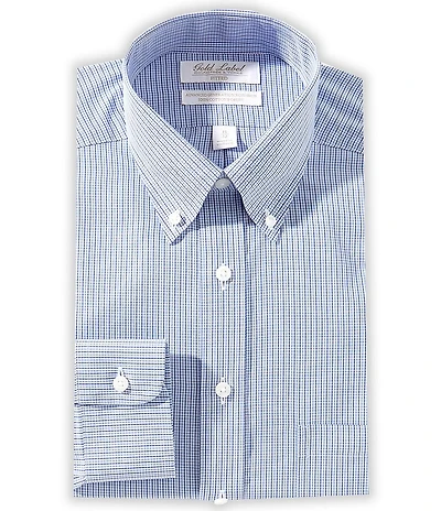 Gold Label Roundtree & Yorke Denton Fitted Non-Iron Button Down Collar Checked Dress Shirt