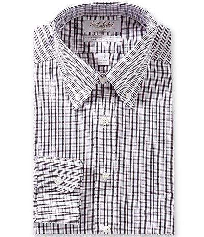 Gold Label Roundtree & Yorke Denton Classic Fit Non-Iron Button-Down Collar Checked Poplin Dress Shirt