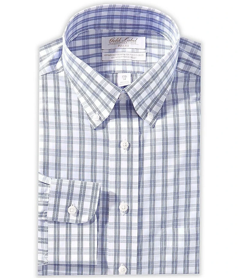 Gold Label Roundtree & Yorke Denton Full Fit Non-Iron Button-Down Collar Checked Dress Shirt