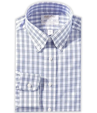 Gold Label Roundtree & Yorke Denton Full Fit Non-Iron Button-Down Collar Checked Dress Shirt