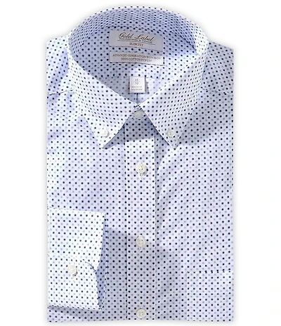 Gold Label Roundtree & Yorke Denton Slim Fit Non-Iron Button Down Collar Printed Dress Shirt