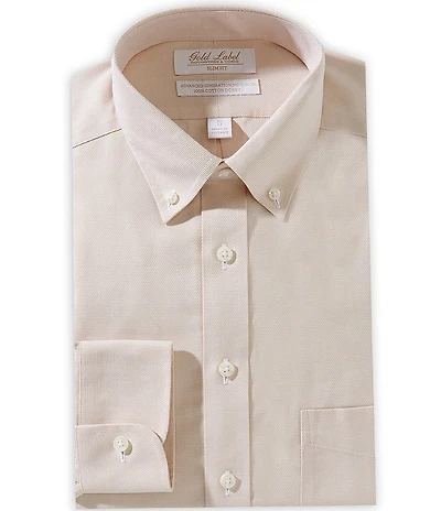 Gold Label Roundtree & Yorke Denton Slim Fit Non-Iron Button Down Collar Textured Dress Shirt