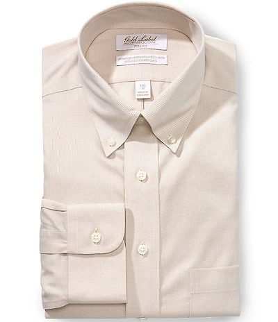 Gold Label Roundtree & Yorke Full Fit Non-Iron Button Down Collar Houndstooth Dress Shirt
