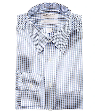 Gold Label Roundtree & Yorke Full Fit Non-Iron Point Collar Checked Dress Shirt