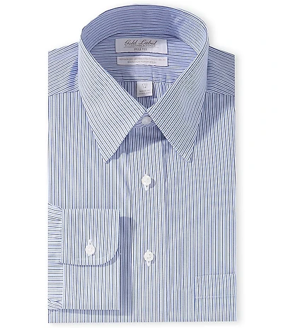 Gold Label Roundtree & Yorke Full Fit Non-Iron Point Collar Striped Poplin Dress Shirt
