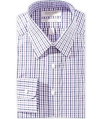 Gold Label Roundtree & Yorke Garrett Fitted Non-Iron Point Collar Checked Pinpoint Dress Shirt