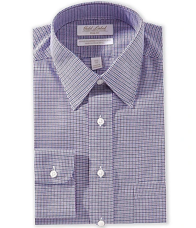 Gold Label Roundtree & Yorke Garrett Full Fit Non-Iron Point Collar Houndstooth Checked Dress Shirt
