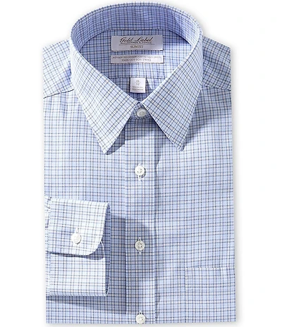 Gold Label Roundtree & Yorke Garrett Slim Fit Non-Iron Point Collar Checked Dress Shirt