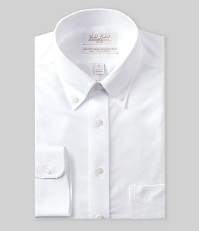 Gold Label Roundtree & Yorke Solid Non-Iron Fitted Button Down Collar Dress Shirt