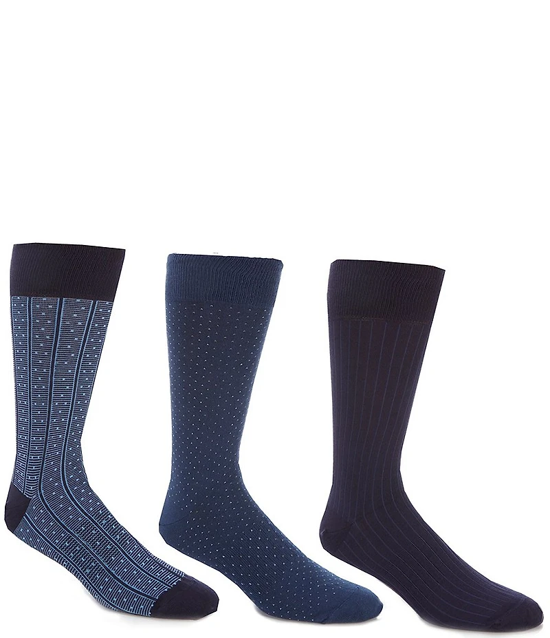 Gold Label Roundtree & Yorke Printed Crew Dress Socks 3-Pack