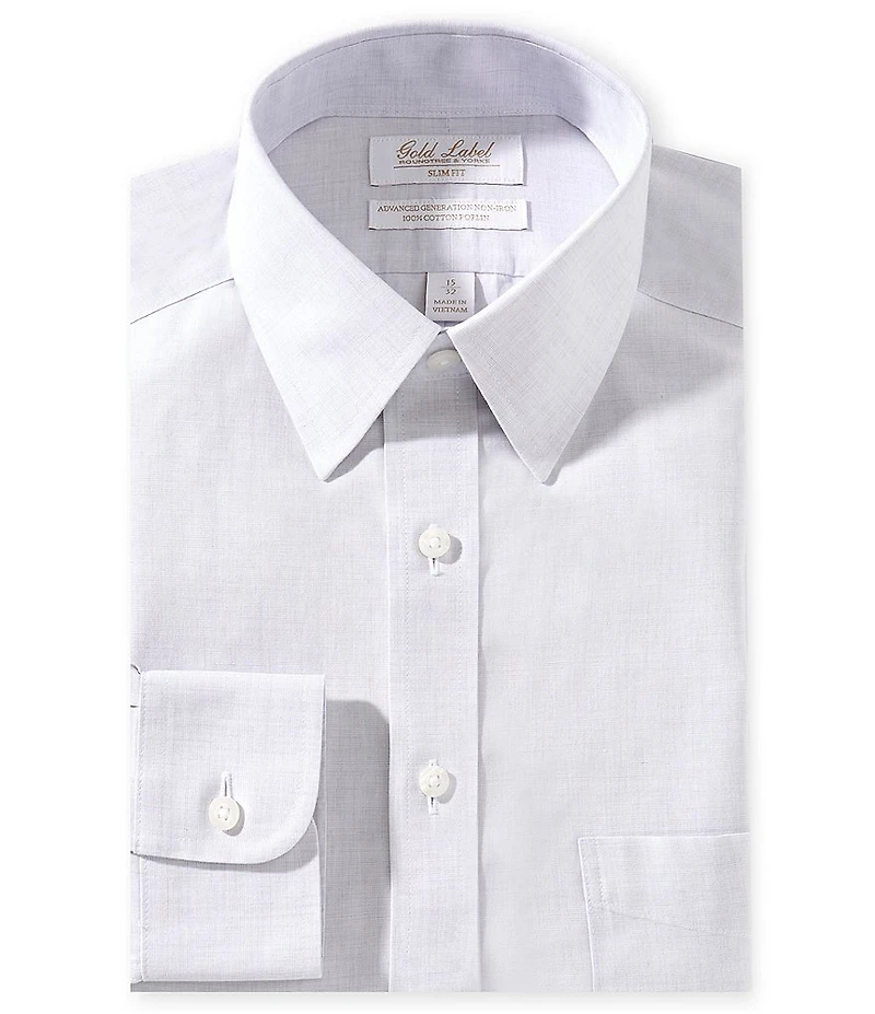 Gold Label Roundtree & Yorke Slim Fit Non-Iron Point Collar Solid Poplin Dress Shirt