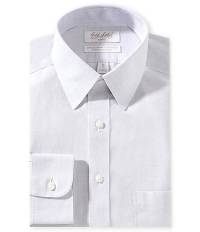 Gold Label Roundtree & Yorke Slim Fit Non-Iron Point Collar Solid Poplin Dress Shirt