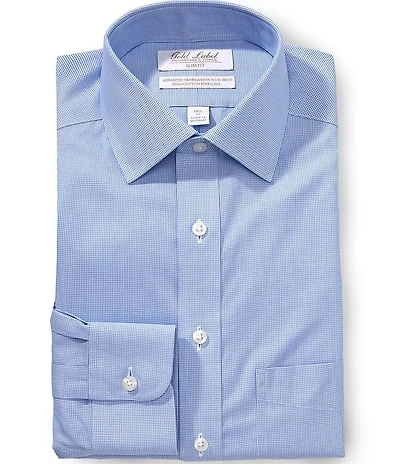 Gold Label Roundtree & Yorke Slim Fit Non Iron Spread Collar Houndstooth Dress Shirt