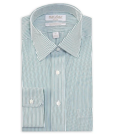 Gold Label Roundtree & Yorke Big & Tall Full Fit Non-Iron Button Collar Stripe Poplin Dress Shirt