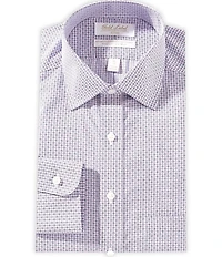 Gold Label Roundtree & Yorke William Fitted Non-Iron Spread Collar Printed Poplin Dress Shirt