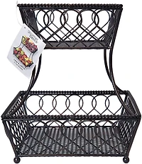 Gourmet Basics by Mikasa Loop and Lattice 2-Tier Rectangular Metal Countertop Basket