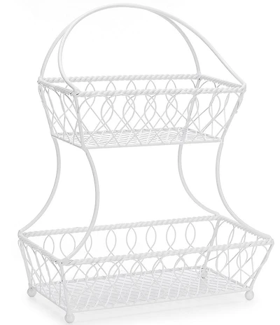 Gourmet Basics by Mikasa White 2-Tier Flatback Storage Basket
