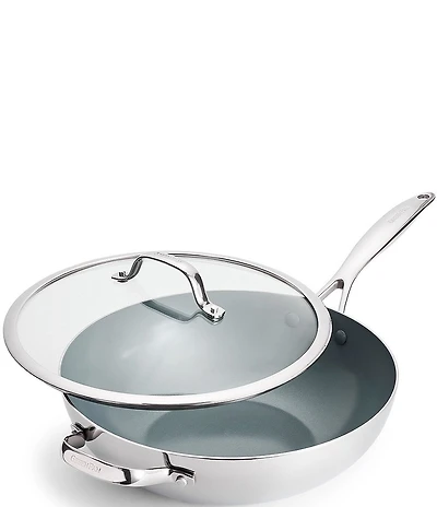 GreenPan Valencia Pro Stainless 12#double; Wok with Lid & Helper Handle