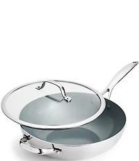 GreenPan Valencia Pro Stainless 12#double; Wok with Lid & Helper Handle
