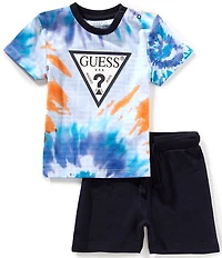 Guess Baby Boys Short Sleeve Tie-Dye T-Shirt & Solid Shorts Set