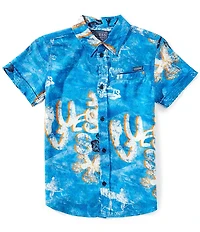 Guess Big Boys Short Sleeve Graphic Button Down Shirt