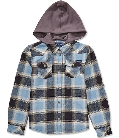 Guess Big Boys Hooded Plaid Shacket