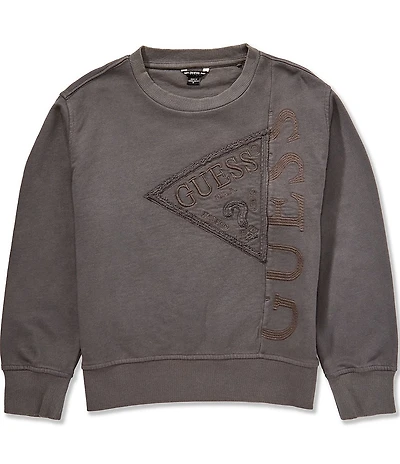 Guess Big Boys Long Sleeve Crewneck Embroidered Pullover