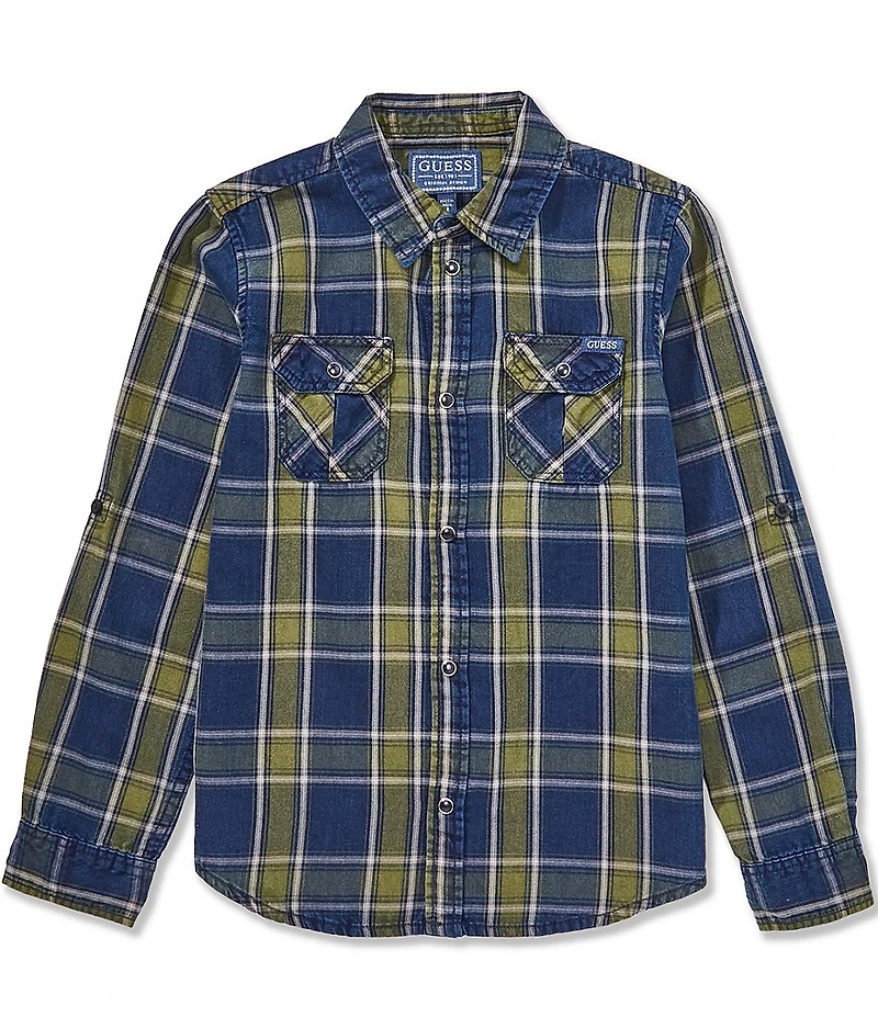 Guess Big Boys Long Sleeve Flannel Woven Shirt