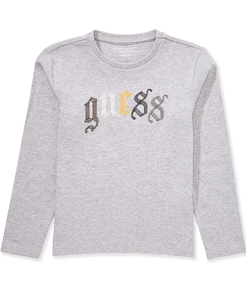 Guess Big Boys Long Sleeve Guess Embroidered T-Shirt